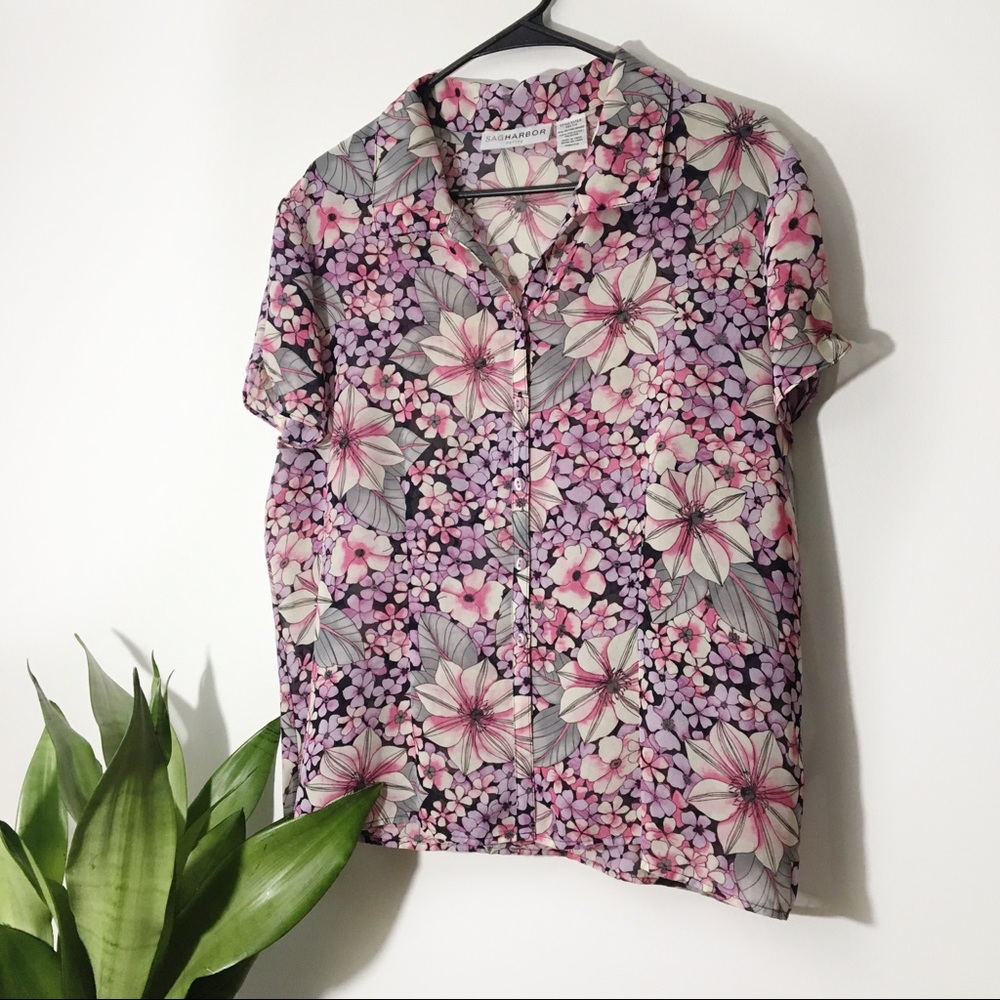 Sag Harbor Petite | Floral Button Down Size PXL